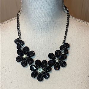 Black flower crystal J.Crew necklace